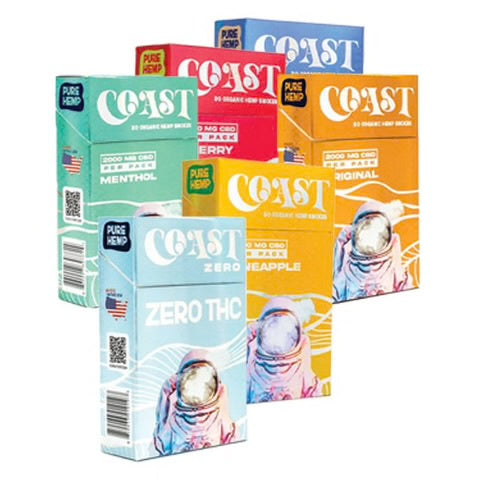 COAST SMOKES CBD &CBG SMOKES- 20 CLASS A CIGARETTES- NICOTINE FREE