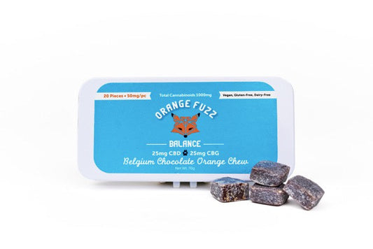 ORANGE FUZZ BELGIUM CHOCOLATE ORANGE CHEW- 25MG CBD /25MG CBG- 20CT
