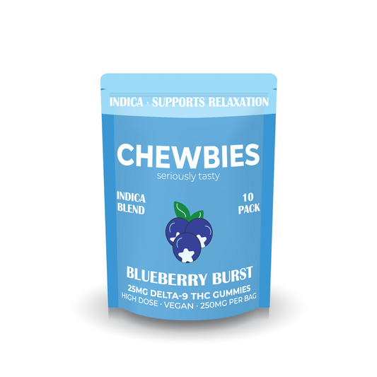 HIGH DOSE 25MG- INDICA- BLUEBERRY BURST-10 CT