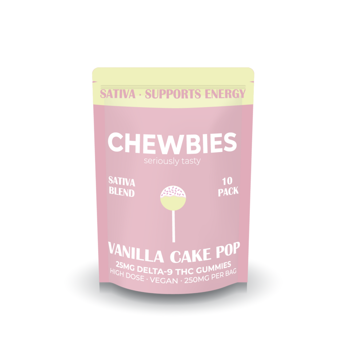 HIGH DOSE 25MG- SATIVA- VANILLA CAKE POP- 10 CT