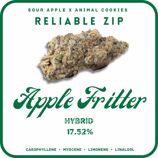 APPLE FRITTER THCA FLOWER HYBRID 17.52%- 1 OUNCE/ 28G/ 1 OZ