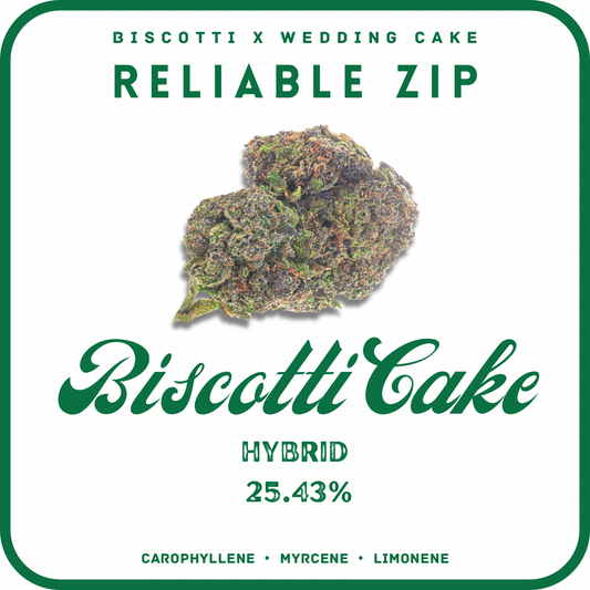 BISCOTTI CAKE THCA FLOWER HYBRID 25.43%- 1 OUNCE/ 28G/ 1 OZ